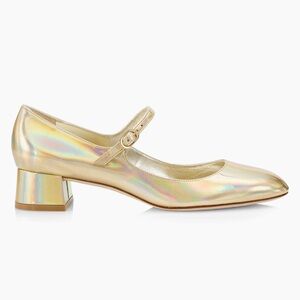 Stuart Weitzman Vivienne 35MM Metallic Leather Mary Jane Pumps